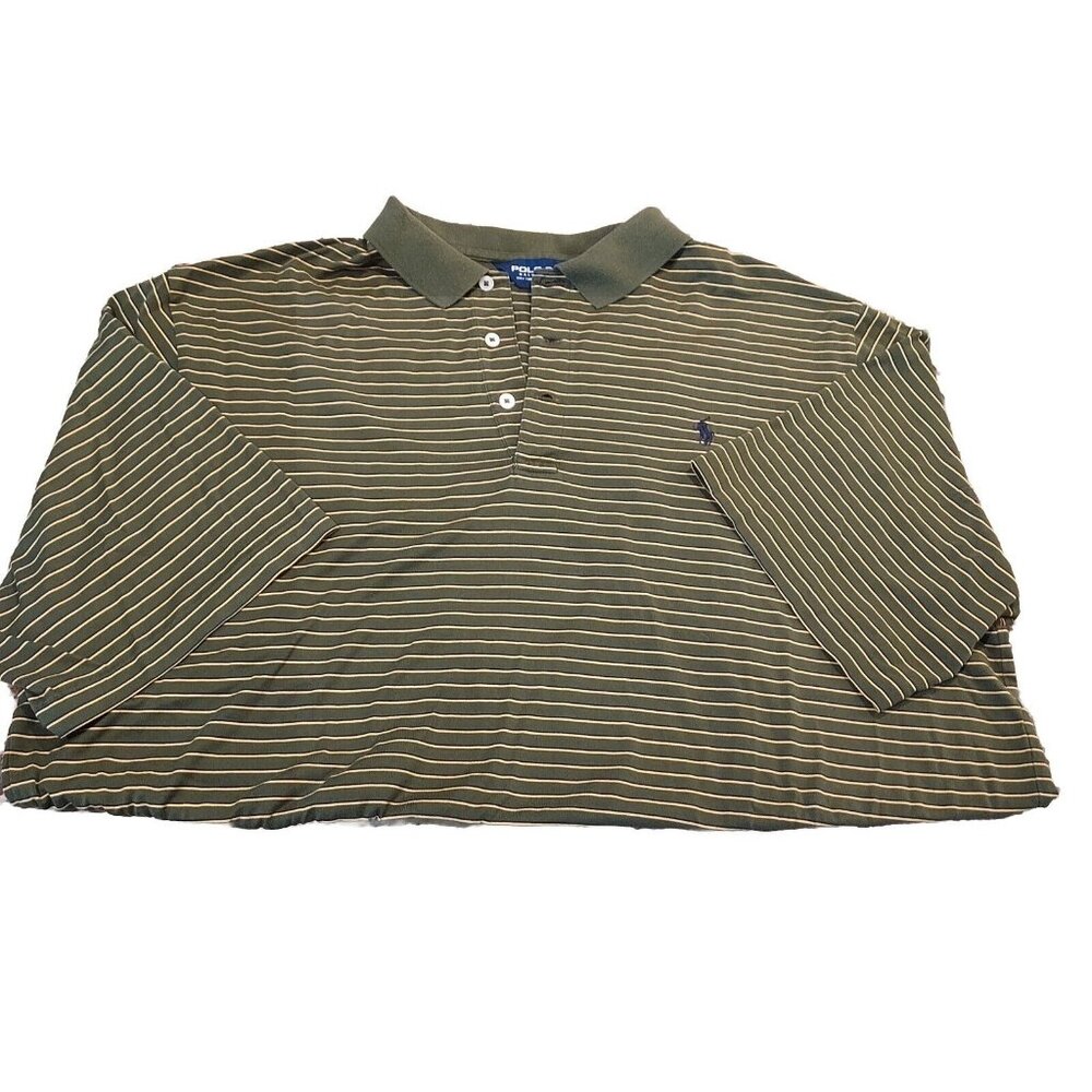 POLO GOLF Ralph Lauren 100% Pima Cotton Peru XL Shirt Green Yellow Navy